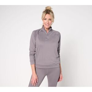 Maya J Women's Top Plus Sz 3X Malibu Collection Butterchic Zip Gray A672541